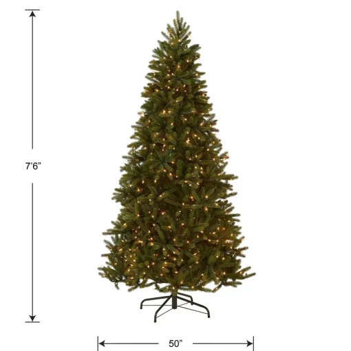 Cheap National Tree Company Pre-Lit 'Feel Real' Artificial Christmas Tree, Grande Fir, Green, White Lights, Includes Stand, 7.5 Feet