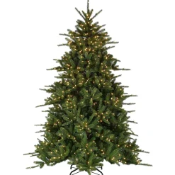 Cheap National Tree Company Pre-Lit 'Feel Real' Artificial Christmas Tree, Ponderosa Fir, Green, Dual Color Led Lights, Includes Stand, 7.5 Feet