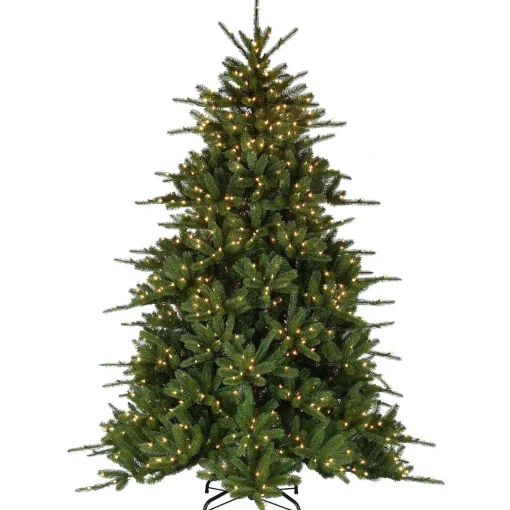 Cheap National Tree Company Pre-Lit 'Feel Real' Artificial Christmas Tree, Ponderosa Fir, Green, Dual Color Led Lights, Includes Stand, 7.5 Feet
