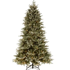Pre-Lit 'Feel Real' Artificial Christmas Tree, Frosted Geneva, Green, White Lights, Includes Stand, 7.5 Feet^National Tree Company Best