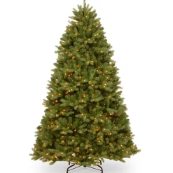 Store National Tree Company Pre-Lit 'Feel Real' Artificial Christmas Tree, Newberry Spruce, Green, Dual Color Led Lights, Includes Stand, 6.5 Feet