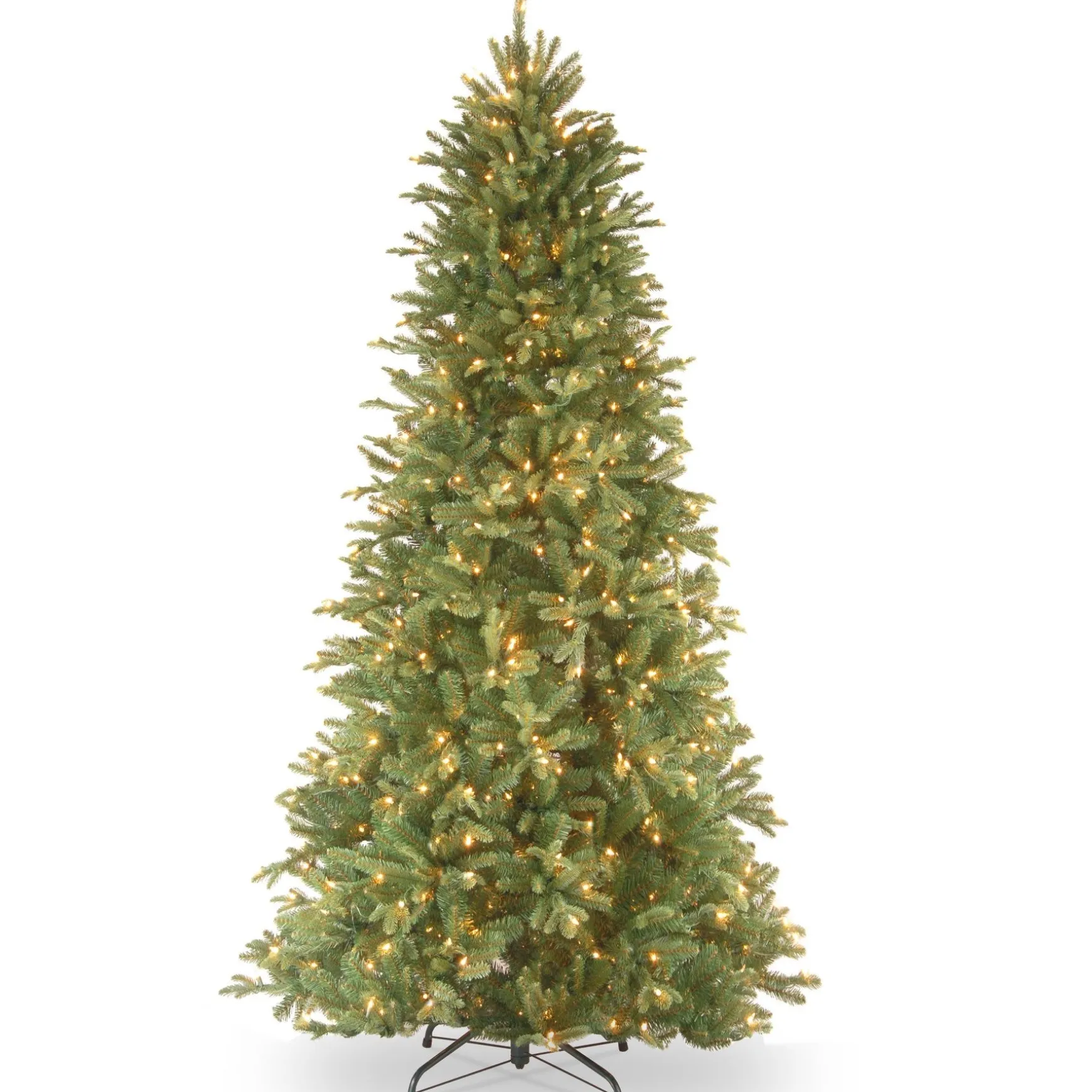 Online National Tree Company Pre-Lit 'Feel Real' Artificial Slim Christmas Tree, Green, Tiffany Fir, White Lights, Includes Stand, 6.5 Feet