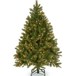 Cheap National Tree Company Pre-Lit 'Feel Real' Artificial Full Downswept Christmas Tree, Green, Douglas Fir, Dual Color Led Lights, Includes Stand, 4.5 Feet