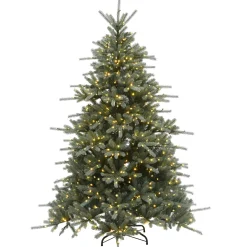 Pre-Lit 'Feel Real' Artificial Christmas Tree, Ponderosa Fir, Blue, Dual Color Led Lights, Includes Stand, 7.5 Feet^National Tree Company Shop