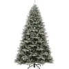 Store National Tree Company Pre-Lit 'Feel Real' Artificial Christmas Tree, Snowy Stonington Fir, Green, Dual Color Led Lights, Includes Stand, 7.5 Feet