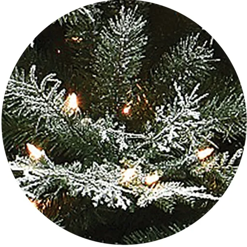 Store National Tree Company Pre-Lit 'Feel Real' Artificial Christmas Tree, Snowy Stonington Fir, Green, Dual Color Led Lights, Includes Stand, 7.5 Feet