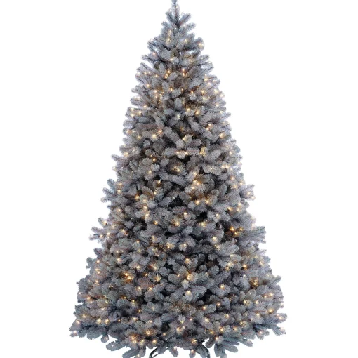Pre-Lit 'Feel Real' Artificial Full Downswept Christmas Tree, Green, Douglas Blue Fir, White Lights, Includes Stand, 7.5 Feet^National Tree Company Cheap