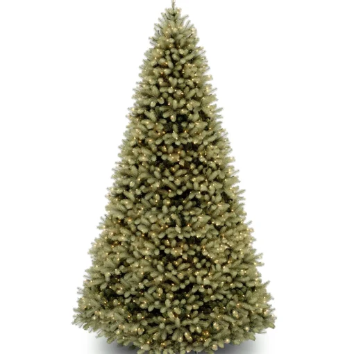 Pre-Lit 'Feel Real' Artificial Full Downswept Christmas Tree, Green, Douglas Fir, White Lights, Includes Stand, 9 Feet^National Tree Company Best