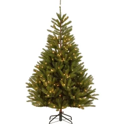 Cheap National Tree Company Pre-Lit 'Feel Real' Artificial Christmas Tree, Topeka Spruce, Green, White Lights, Includes Stand, 7.5 Feet