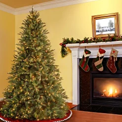 Fashion National Tree Company Pre-Lit 'Feel Real' Artificial Medium Christmas Tree, Gren, Tiffany Fir, White Lights, Includes Stand, 7.5 Feet