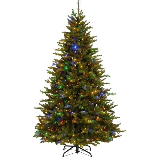 Pre-Lit 'Feel Real' Artificial Christmas Tree, Neshanic Valley Spruce, Green, Dual Color Led Lights, Includes Stand, 7.5 Feet^National Tree Company Online
