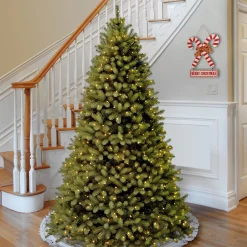 Pre-Lit 'Feel Real' Artificial Full Downswept Christmas Tree, Green, Douglas Fir, White Lights, Includes Stand, 7.5 Feet^National Tree Company Sale