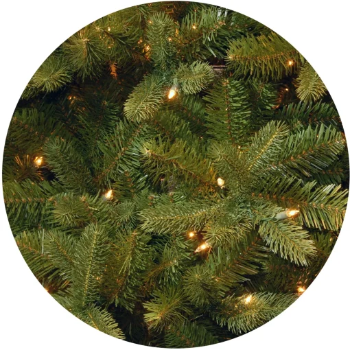 Pre-Lit 'Feel Real' Artificial Full Downswept Christmas Tree, Green, Douglas Fir, White Lights, Includes Stand, 7.5 Feet^National Tree Company Sale