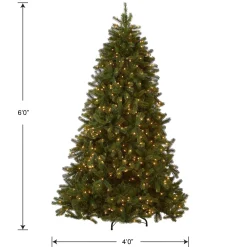 Cheap National Tree Company Pre-Lit 'Feel Real' Artificial Full Downswept Christmas Tree, Green, Douglas Fir, White Lights, Includes Stand, 6 Feet