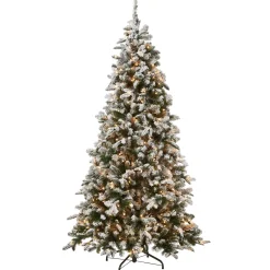 Shop National Tree Company Pre-Lit 'Feel Real' Artificial Christmas Tree, Everest Fir, Green, White Lights, Includes Stand, 6.5 Feet