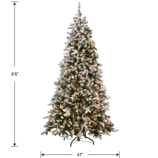 Shop National Tree Company Pre-Lit 'Feel Real' Artificial Christmas Tree, Everest Fir, Green, White Lights, Includes Stand, 6.5 Feet