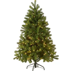 Best National Tree Company Pre-Lit 'Feel Real' Artificial Full Downswept Christmas Tree, Green, Douglas Fir, Dual Color Led Lights, Includes Stand, 4.5 Feet