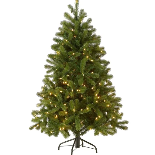 Best National Tree Company Pre-Lit 'Feel Real' Artificial Full Downswept Christmas Tree, Green, Douglas Fir, Dual Color Led Lights, Includes Stand, 4.5 Feet
