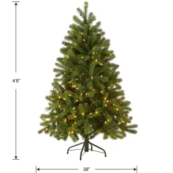 Best National Tree Company Pre-Lit 'Feel Real' Artificial Full Downswept Christmas Tree, Green, Douglas Fir, Dual Color Led Lights, Includes Stand, 4.5 Feet