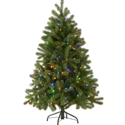 Best National Tree Company Pre-Lit 'Feel Real' Artificial Full Downswept Christmas Tree, Green, Douglas Fir, Dual Color Led Lights, Includes Stand, 4.5 Feet