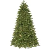 Hot National Tree Company Pre-Lit 'Feel Real' Artificial Christmas Tree, Ridgewood Spruce, Green, White Lights, Includes Stand, 7.5 Feet