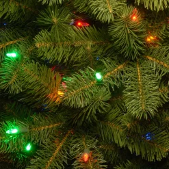 New National Tree Company Pre-Lit 'Feel Real' Artificial Giant Slim Downswept Christmas Tree, Green, Douglas Fir, Dual Color Led Lights, Includes Stand, 12 Feet