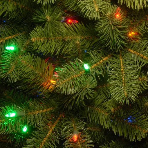 New National Tree Company Pre-Lit 'Feel Real' Artificial Giant Slim Downswept Christmas Tree, Green, Douglas Fir, Dual Color Led Lights, Includes Stand, 12 Feet