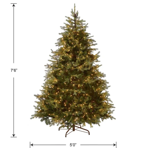Sale National Tree Company Pre-Lit 'Feel Real' Artificial Medium Christmas Tree, Green, Nordic Spruce, White Lights, Includes Stand, 7.5 Feet