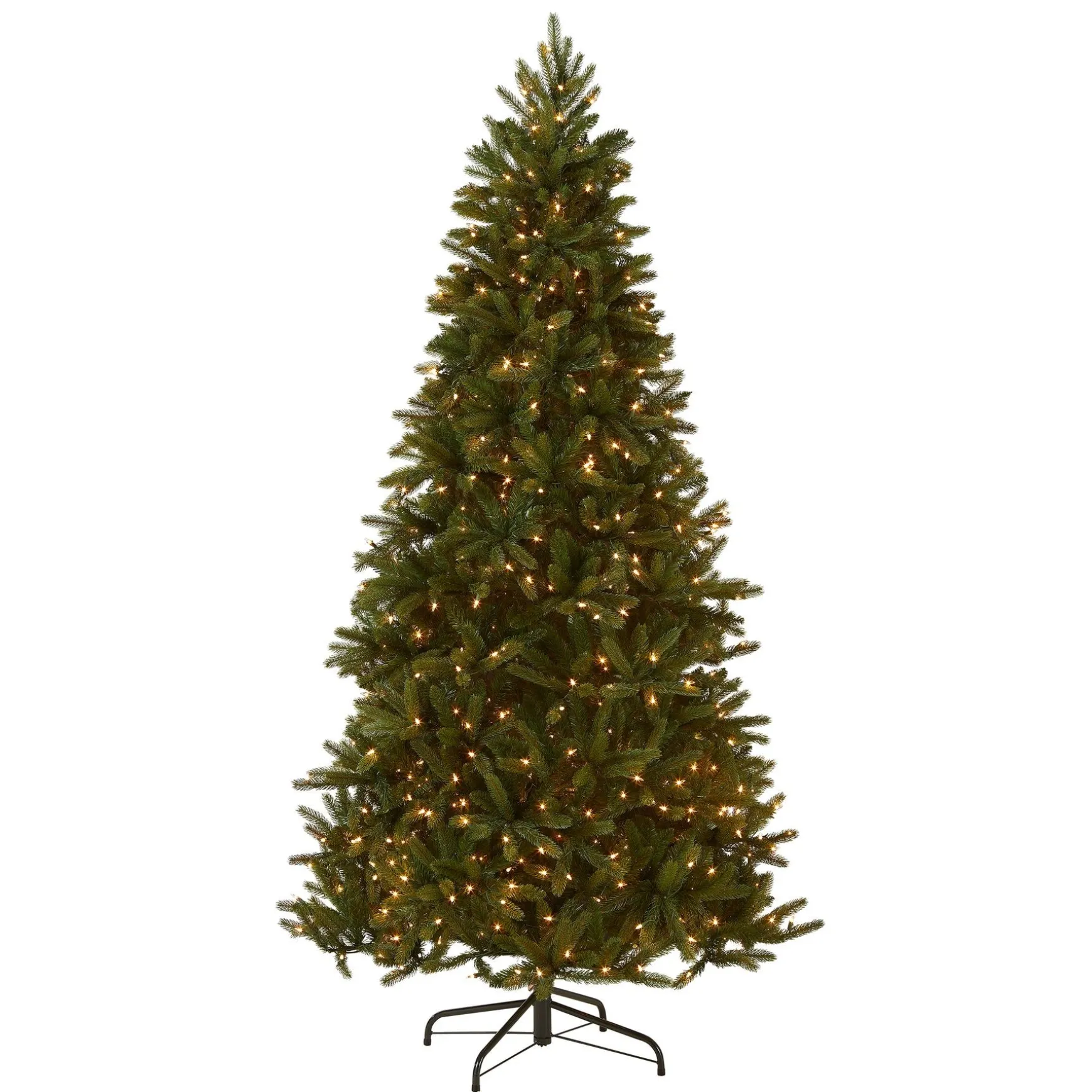 Best National Tree Company Pre-Lit 'Feel Real' Artificial Christmas Tree, Grande Fir, Green, White Lights, Includes Stand, 7.5 Feet