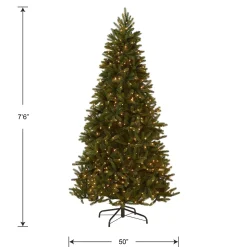 Best National Tree Company Pre-Lit 'Feel Real' Artificial Christmas Tree, Grande Fir, Green, White Lights, Includes Stand, 7.5 Feet