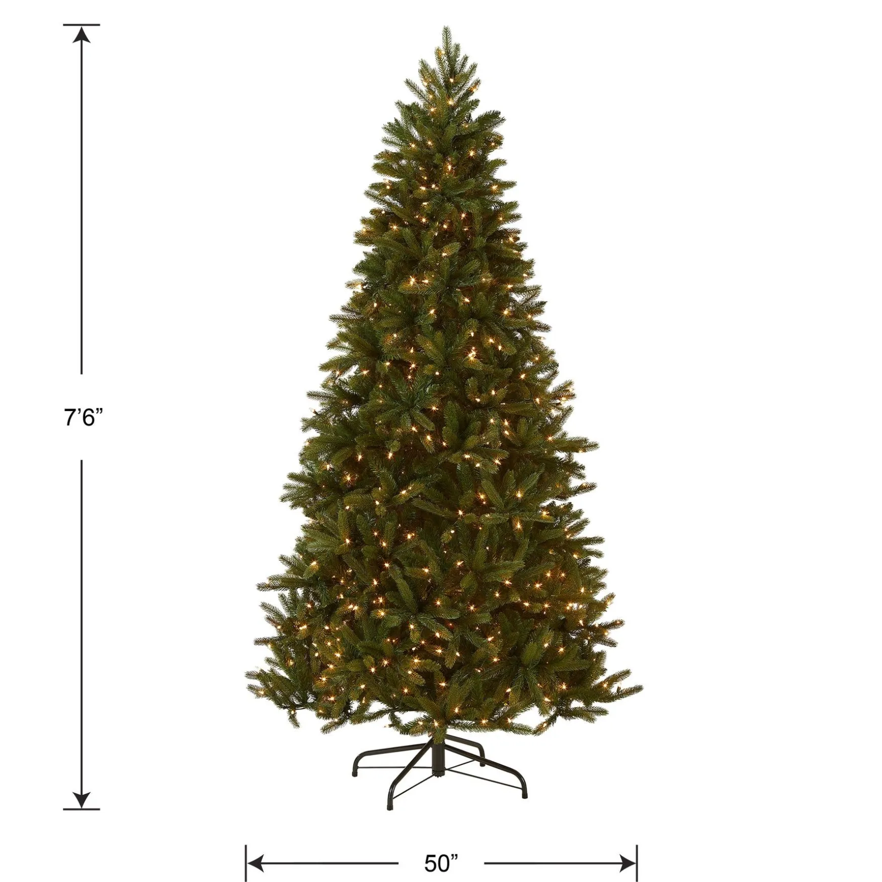 Best National Tree Company Pre-Lit 'Feel Real' Artificial Christmas Tree, Grande Fir, Green, White Lights, Includes Stand, 7.5 Feet