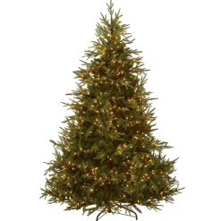 Hot National Tree Company Pre-Lit 'Feel Real' Artificial Full Christmas Tree, Green, Frasier Grande, White Lights, Includes Stand, 7.5 Feet