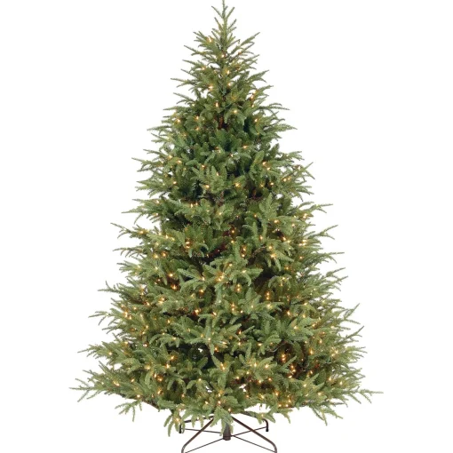 Hot National Tree Company Pre-Lit 'Feel Real' Artificial Full Christmas Tree, Green, Frasier Grande, White Lights, Includes Stand, 7.5 Feet