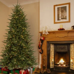 Sale National Tree Company Pre-Lit 'Feel Real' Artificial Christmas Tree, Easton Spruce, Green, Dual Color Led Lights, Includes Stand, 7.5 Feet