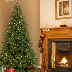 Flash Sale National Tree Company Pre-Lit 'Feel Real' Artificial Christmas Tree, Huron Spruce, Green, Dual Color Led Lights, Includes Stand, 7.5 Feet