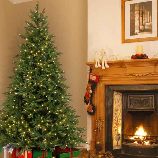 Flash Sale National Tree Company Pre-Lit 'Feel Real' Artificial Christmas Tree, Huron Spruce, Green, Dual Color Led Lights, Includes Stand, 7.5 Feet