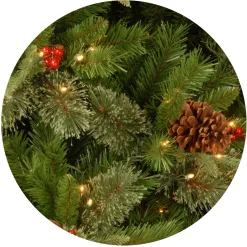 New National Tree Company Pre-Lit 'Feel Real' Artificial Slim Christmas Tree, Colonial Fir, Green, White Lights, Includes Stand, 7.5 Feet