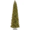 Discount National Tree Company Pre-Lit 'Feel Real' Artificial Slim Downswept Christmas Tree, Green, Douglas Fir, White Lights, Includes Stand, 9 Feet
