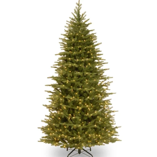 Hot National Tree Company Pre-Lit 'Feel Real' Artificial Slim Christmas Tree, Green, Nordic Spruce, Dual Color Led Lights, Includes Stand, 7.5 Feet