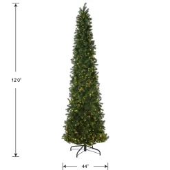 Clearance National Tree Company Pre-Lit 'Feel Real' Artificial Giant Slim Downswept Christmas Tree, Green, Douglas Fir, Dual Color Led Lights, Includes Stand, 12 Feet