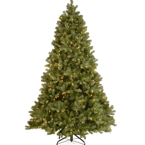 Fashion National Tree Company Pre-Lit 'Feel Real' Artificial Full Downswept Christmas Tree, Green, Douglas Fir, White Lights, Includes Stand, 7.5 Feet