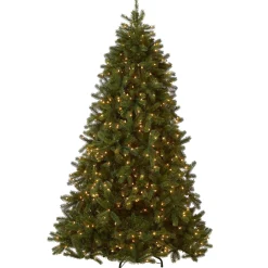 Fashion National Tree Company Pre-Lit 'Feel Real' Artificial Full Downswept Christmas Tree, Green, Douglas Fir, White Lights, Includes Stand, 7.5 Feet