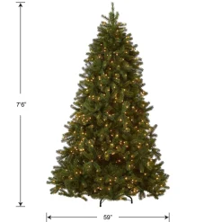 Fashion National Tree Company Pre-Lit 'Feel Real' Artificial Full Downswept Christmas Tree, Green, Douglas Fir, White Lights, Includes Stand, 7.5 Feet