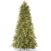 Discount National Tree Company Pre-Lit 'Feel Real' Artificial Slim Christmas Tree, Green, Tiffany Fir, White Lights, Includes Stand, 6.5 Feet