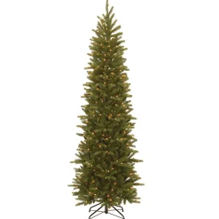 Hot National Tree Company Pre-Lit 'Feel Real' Artificial Slim Christmas Tree, Grande Fir, Green, White Lights, Includes Stand, 7.5 Feet