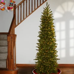 Hot National Tree Company Pre-Lit 'Feel Real' Artificial Slim Christmas Tree, Grande Fir, Green, White Lights, Includes Stand, 7.5 Feet