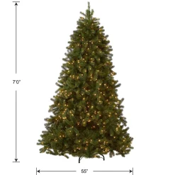 Hot National Tree Company Pre-Lit 'Feel Real' Artificial Full Downswept Christmas Tree, Green, Douglas Fir, White Lights, Includes Stand, 7 Feet