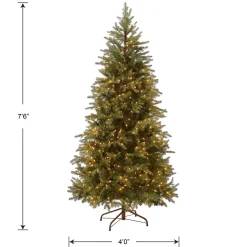 Clearance National Tree Company Pre-Lit 'Feel Real' Artificial Slim Christmas Tree, Green, Nordic Spruce, White Lights, Includes Stand, 7.5 Feet