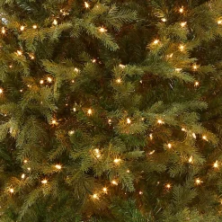 Clearance National Tree Company Pre-Lit 'Feel Real' Artificial Slim Christmas Tree, Green, Nordic Spruce, White Lights, Includes Stand, 7.5 Feet