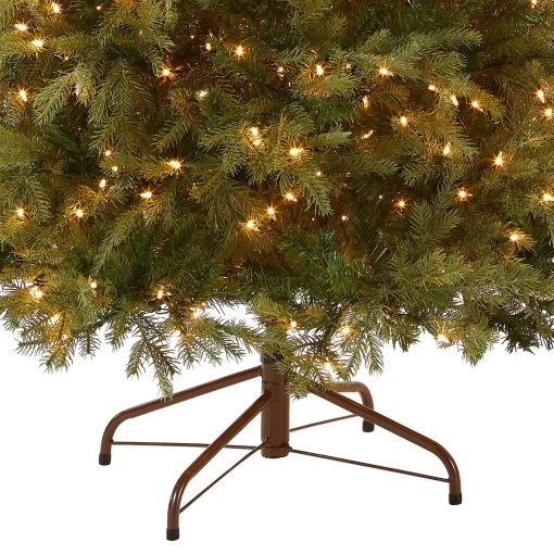 Clearance National Tree Company Pre-Lit 'Feel Real' Artificial Slim Christmas Tree, Green, Nordic Spruce, White Lights, Includes Stand, 7.5 Feet